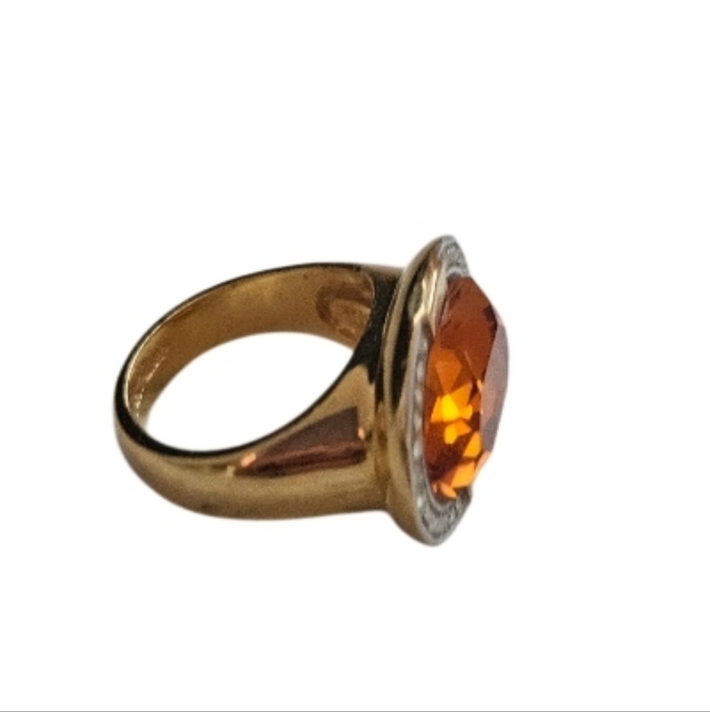 Joan Rivers  Gold and Silver Oval Gemstone Ring Size 8 - Picture 10 of 10